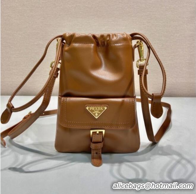 Buy New Cheap Prada Nappa Leather Pouch Bag 1MS017 Brown 2026