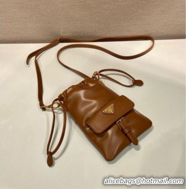 Buy New Cheap Prada Nappa Leather Pouch Bag 1MS017 Brown 2026