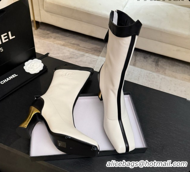 Perfect Chanel Short Boots in Smooth Calfskin 8.5cm Heel CH090960 White 2026 