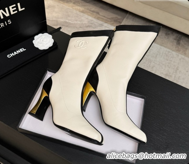 Perfect Chanel Short Boots in Smooth Calfskin 8.5cm Heel CH090960 White 2026 