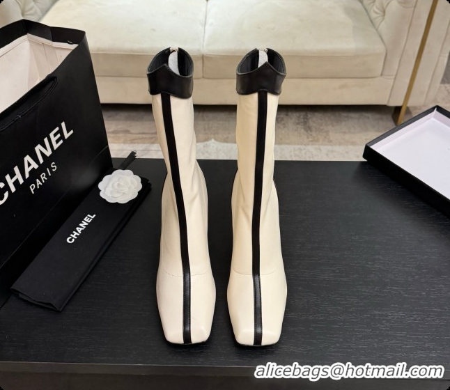 Perfect Chanel Short Boots in Smooth Calfskin 8.5cm Heel CH090960 White 2026 
