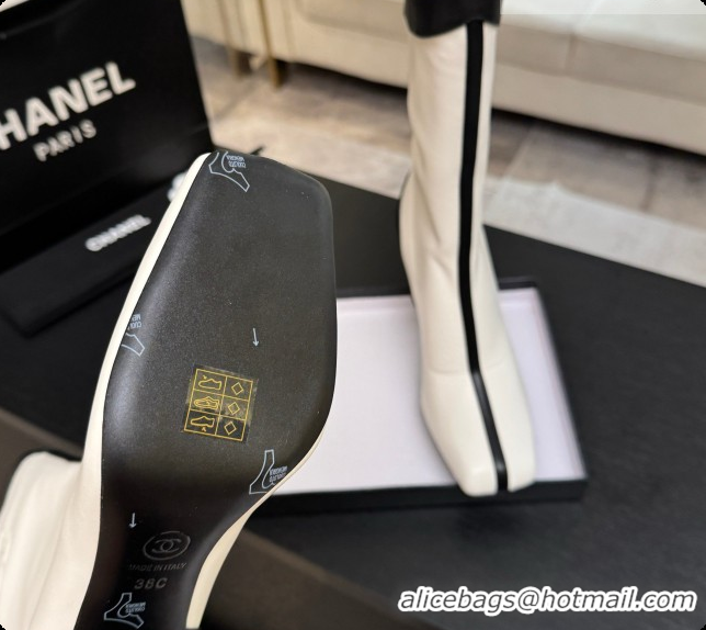 Perfect Chanel Short Boots in Smooth Calfskin 8.5cm Heel CH090960 White 2026 