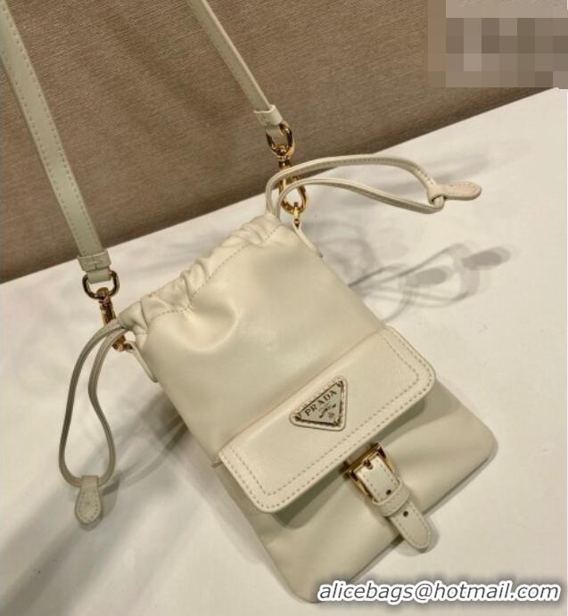 Spot Bulk Prada Nappa Leather Pouch Bag 1MS017 White 2026