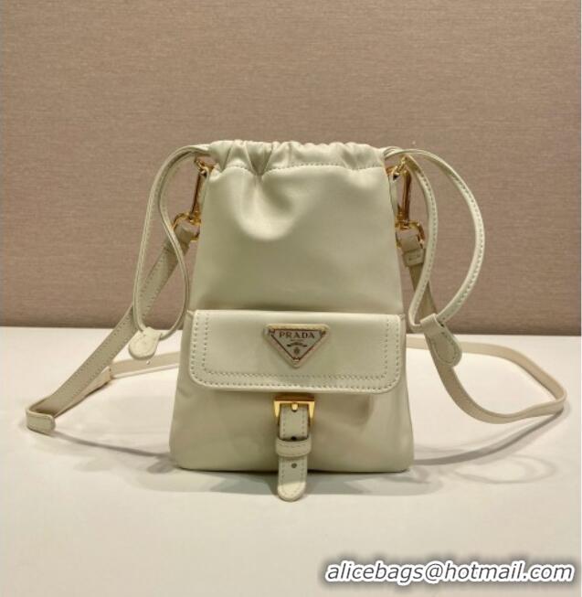 Spot Bulk Prada Nappa Leather Pouch Bag 1MS017 White 2026
