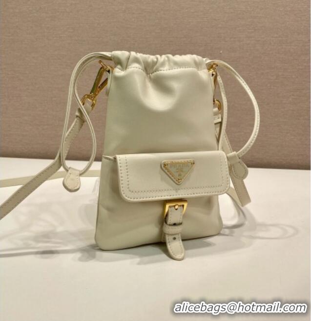 Spot Bulk Prada Nappa Leather Pouch Bag 1MS017 White 2026