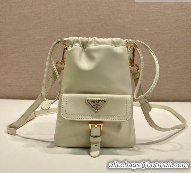 Spot Bulk Prada Nappa Leather Pouch Bag 1MS017 White 2026