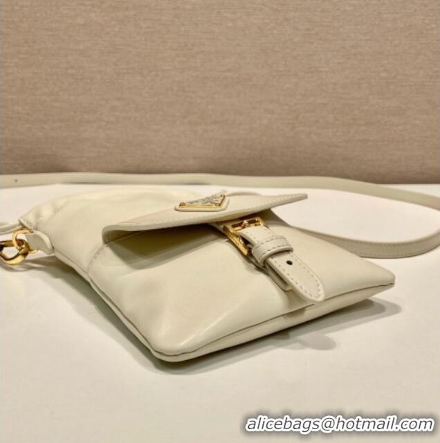 Spot Bulk Prada Nappa Leather Pouch Bag 1MS017 White 2026