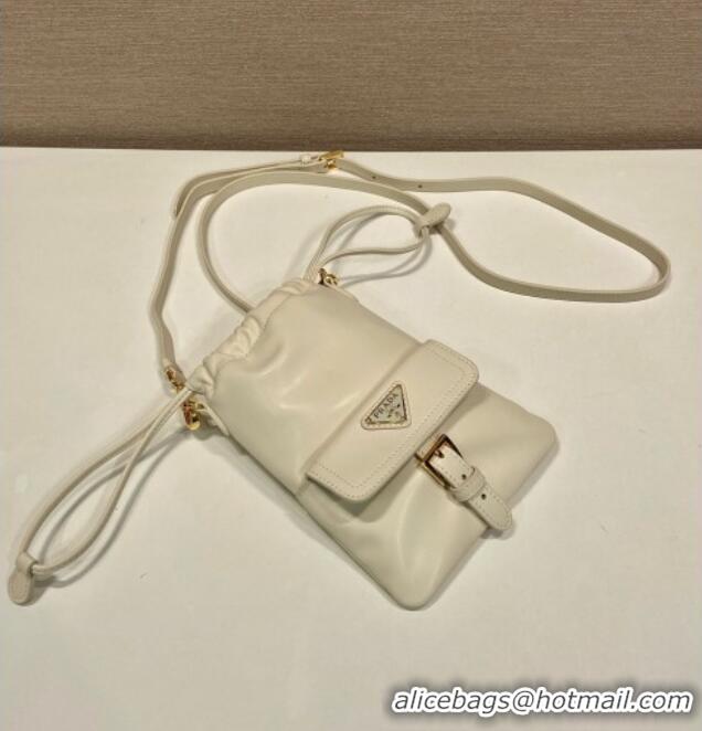 Spot Bulk Prada Nappa Leather Pouch Bag 1MS017 White 2026