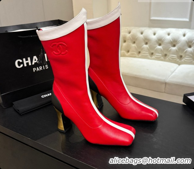 1:1 aaaaa Chanel Short Boots in Smooth Calfskin 8.5cm Heel CH090961 Red 2026