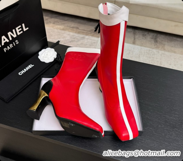 1:1 aaaaa Chanel Short Boots in Smooth Calfskin 8.5cm Heel CH090961 Red 2026