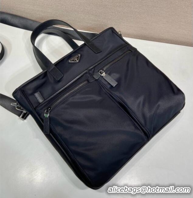 Spot Bulk Prada Re-Nylon and Saffiano Leather Tote Bag 2VG860 Black 2026