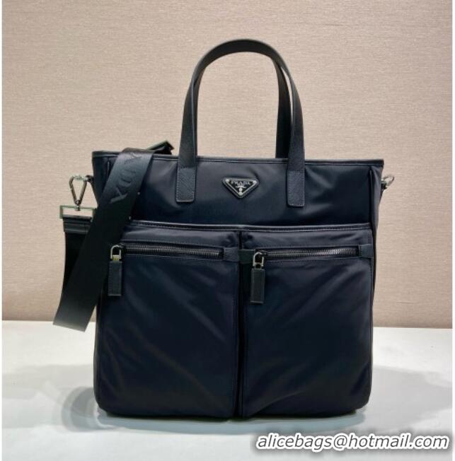 Spot Bulk Prada Re-Nylon and Saffiano Leather Tote Bag 2VG860 Black 2026