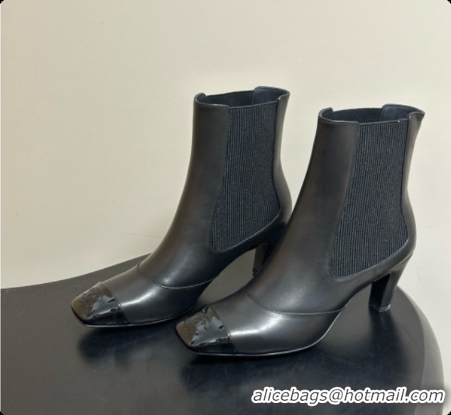 1:1 Chanel Ankle Boots in Lambskin & Patent Leather 6.5cm Heel CH090962 Black 2026