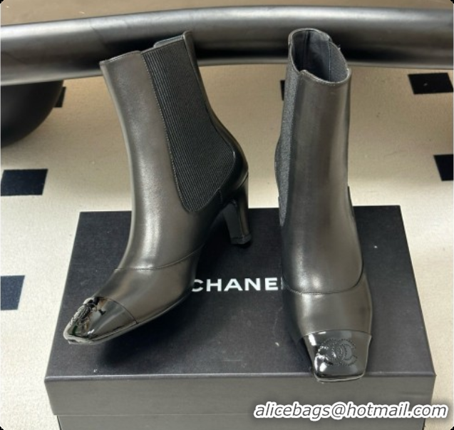 1:1 Chanel Ankle Boots in Lambskin & Patent Leather 6.5cm Heel CH090962 Black 2026
