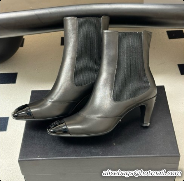 1:1 Chanel Ankle Boots in Lambskin & Patent Leather 6.5cm Heel CH090962 Black 2026