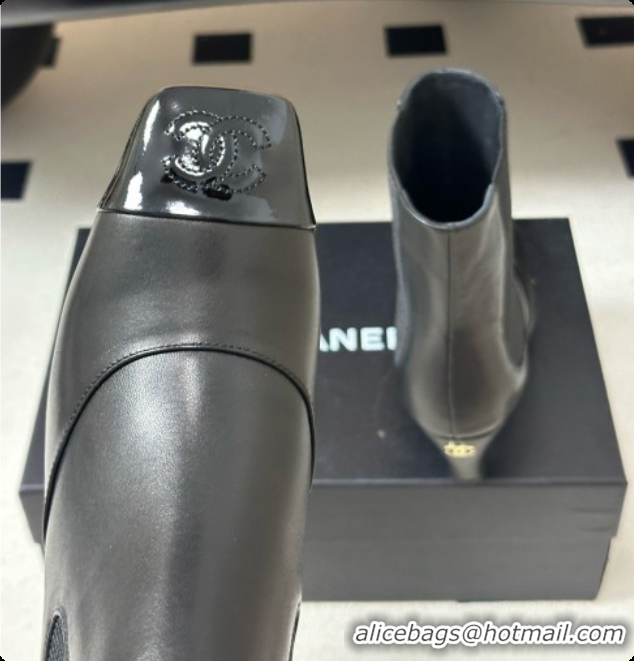 1:1 Chanel Ankle Boots in Lambskin & Patent Leather 6.5cm Heel CH090962 Black 2026