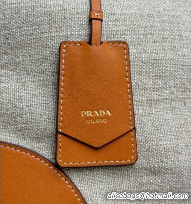 Well Crafted Prada Large Linen and Leather Tote Bag 1BG659 Brown/Natural 2026