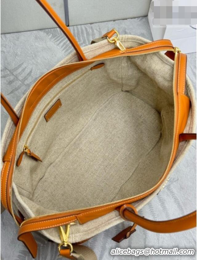 Well Crafted Prada Large Linen and Leather Tote Bag 1BG659 Brown/Natural 2026