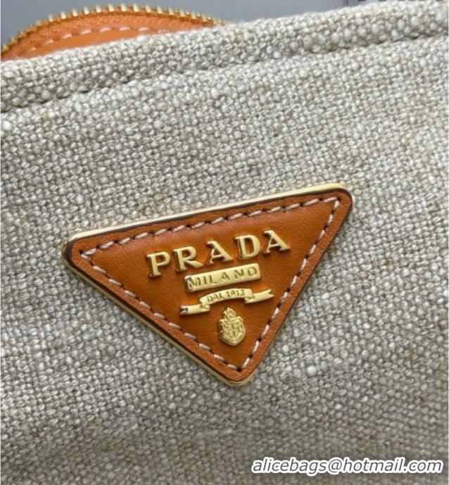 Well Crafted Prada Large Linen and Leather Tote Bag 1BG659 Brown/Natural 2026