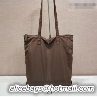 Luxury Discount Prada Saffiano Leather Pendant with Re-Nylon Tote Bag 1TT330 Brown 2026