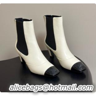 Luxury Cheap Chanel Ankle Boots in Lambskin & Patent Leather 6.5cm Heel CH090963 White 2026