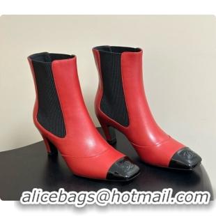 Buy New Cheap Chanel Ankle Boots in Lambskin & Patent Leather 6.5cm Heel CH090965 Burgundy 2026