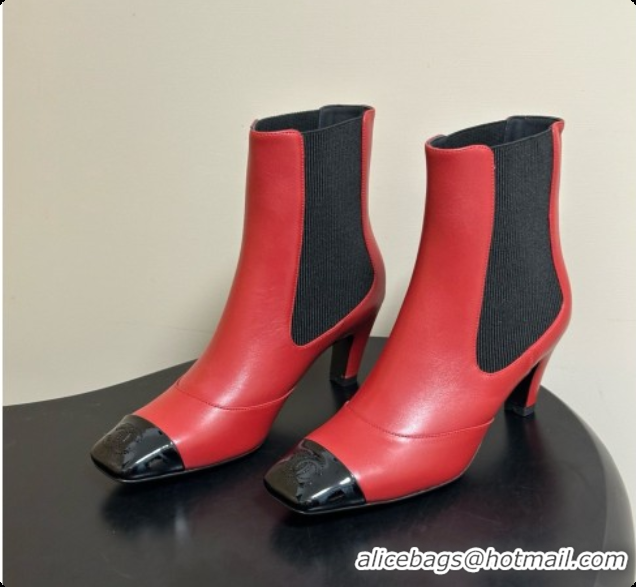 Buy New Cheap Chanel Ankle Boots in Lambskin & Patent Leather 6.5cm Heel CH090965 Burgundy 2026