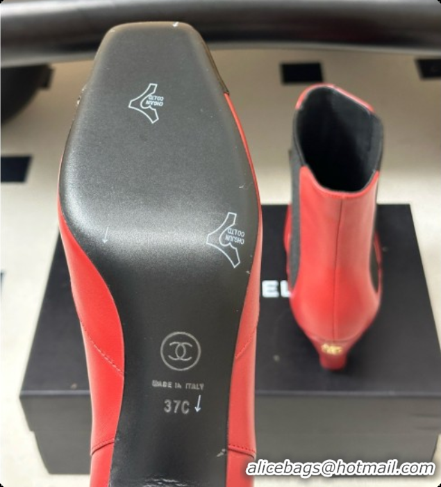 Buy New Cheap Chanel Ankle Boots in Lambskin & Patent Leather 6.5cm Heel CH090965 Burgundy 2026