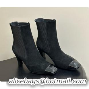 Chanel Ankle Boots in Suede & Patent Leather 6.5cm Heel CH090966 Black 2026