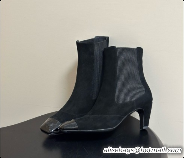 Chanel Ankle Boots in Suede & Patent Leather 6.5cm Heel CH090966 Black 2026