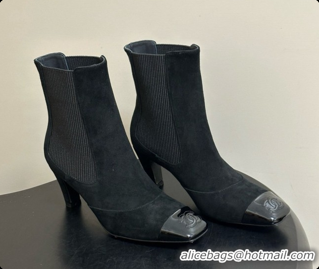 Chanel Ankle Boots in Suede & Patent Leather 6.5cm Heel CH090966 Black 2026