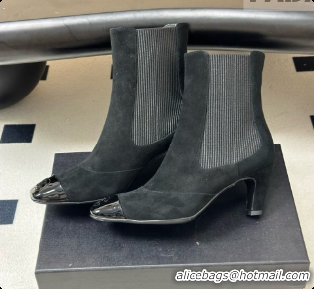 Chanel Ankle Boots in Suede & Patent Leather 6.5cm Heel CH090966 Black 2026