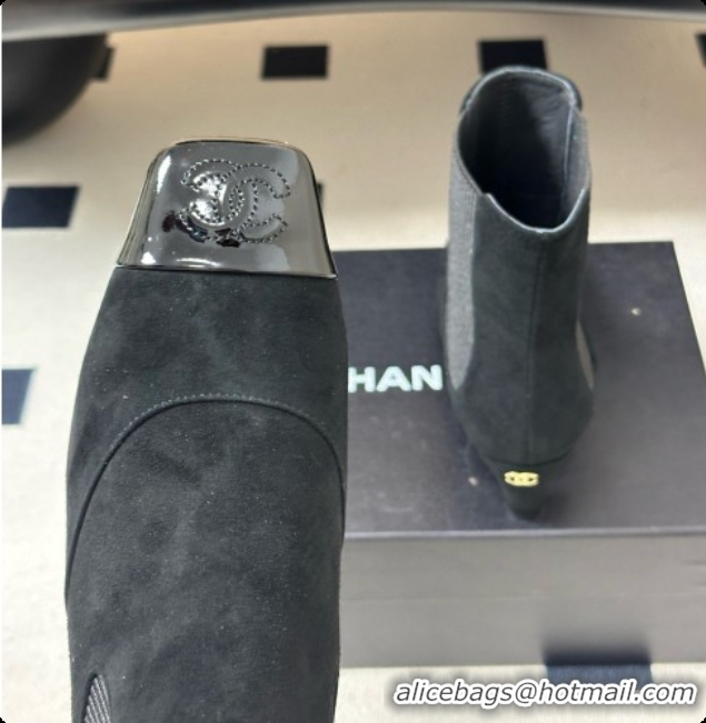 Chanel Ankle Boots in Suede & Patent Leather 6.5cm Heel CH090966 Black 2026