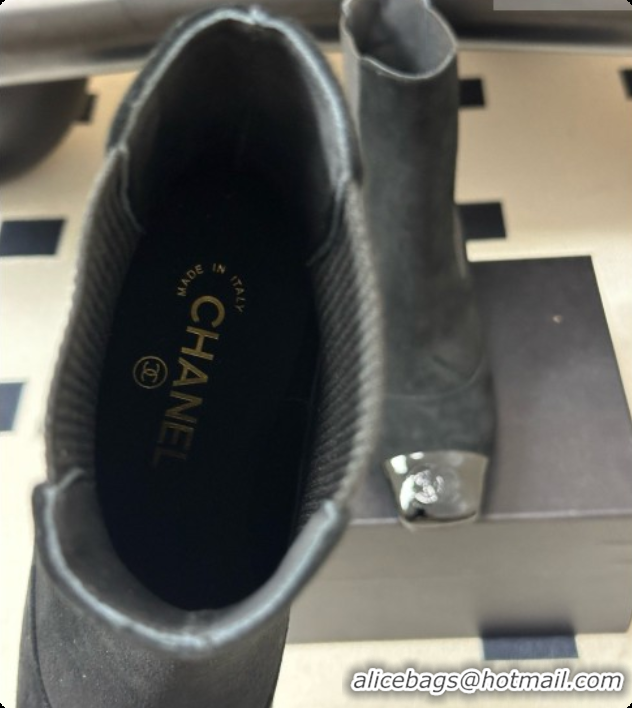 Chanel Ankle Boots in Suede & Patent Leather 6.5cm Heel CH090966 Black 2026