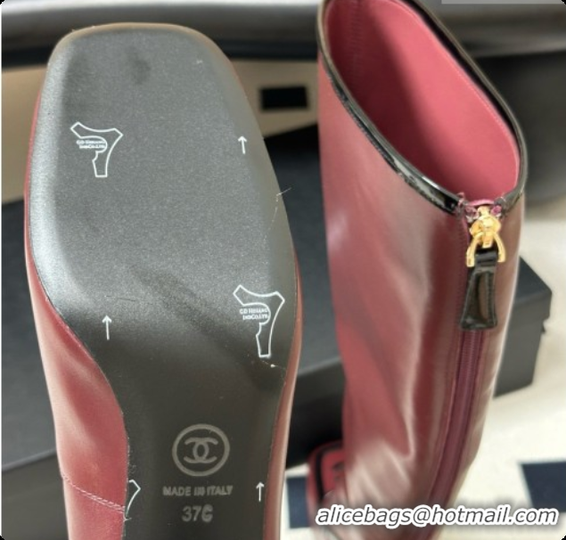 Hot Style Chanel High Boots in Lambskin & Patent Leather 8.5cm Heel CH090970 Burgundy 2026