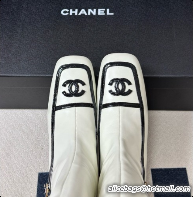Big Enough Chanel High Boots in Lambskin & Patent Leather CH090971 White 2026