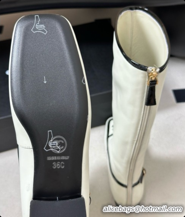Big Enough Chanel High Boots in Lambskin & Patent Leather CH090971 White 2026