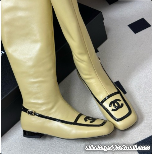 Popular Style Chanel High Boots in Lambskin & Patent Leather CH090972 Beige 2026