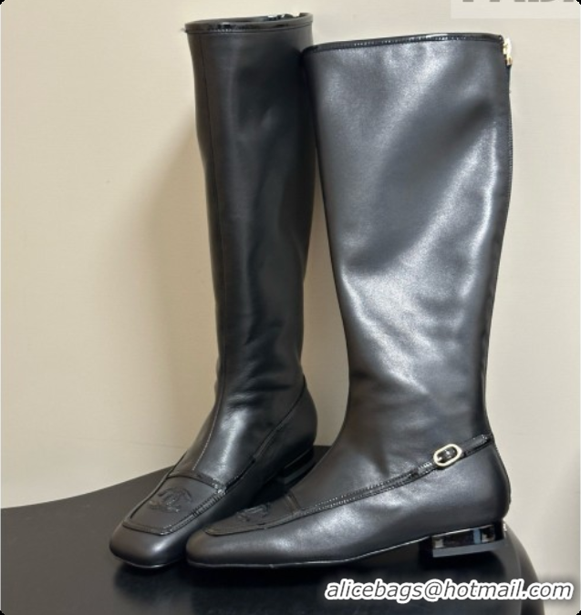 Cheap Price Chanel High Boots in Lambskin & Patent Leather CH090973 Black 2026