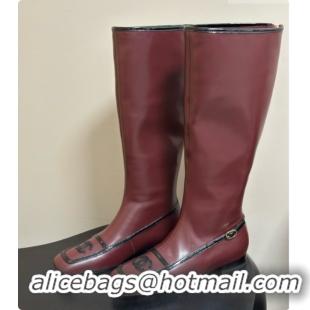 Cheap Price Chanel High Boots in Lambskin & Patent Leather CH090974 Burgundy 2026