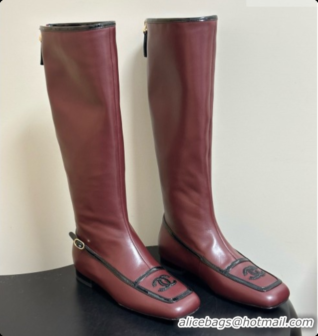 Cheap Price Chanel High Boots in Lambskin & Patent Leather CH090974 Burgundy 2026