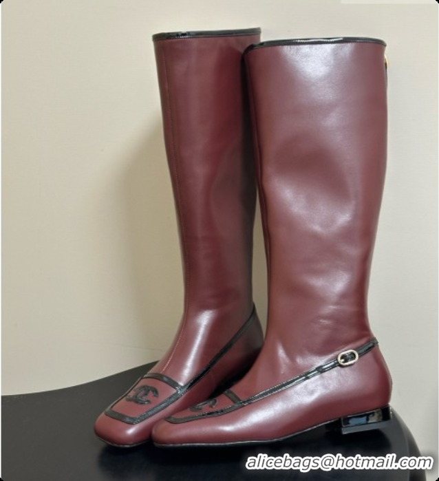 Cheap Price Chanel High Boots in Lambskin & Patent Leather CH090974 Burgundy 2026
