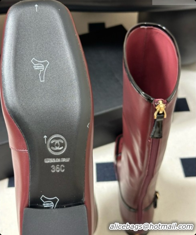 Cheap Price Chanel High Boots in Lambskin & Patent Leather CH090974 Burgundy 2026