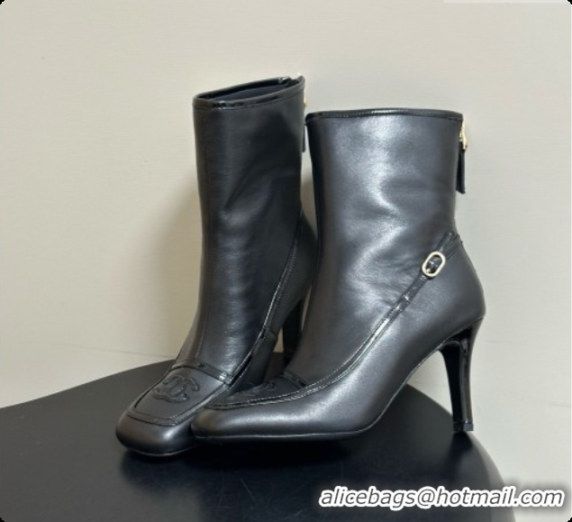 Purchase Chanel Short Boots in Lambskin & Patent Leather 8.5cm Heel CH090977 Black 2026