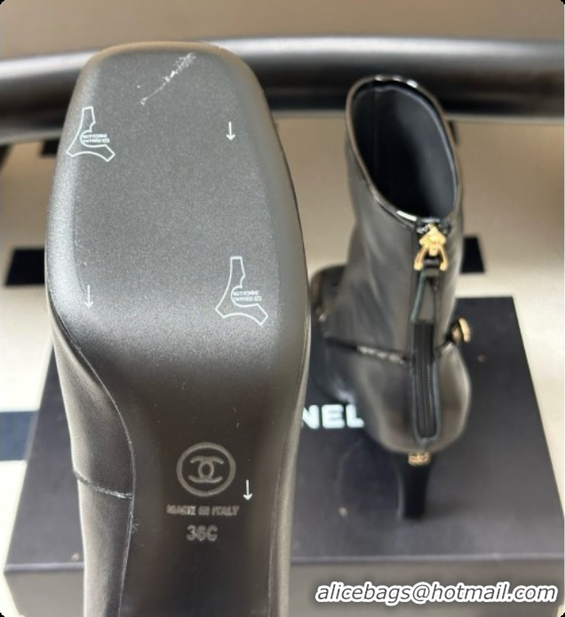 Purchase Chanel Short Boots in Lambskin & Patent Leather 8.5cm Heel CH090977 Black 2026