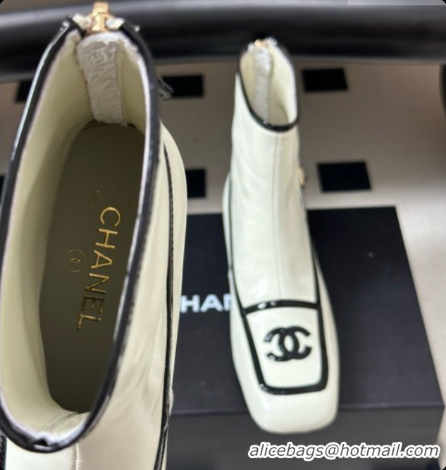 Buy Discount Chanel Short Boots in Lambskin & Patent Leather CH090979 White 2026