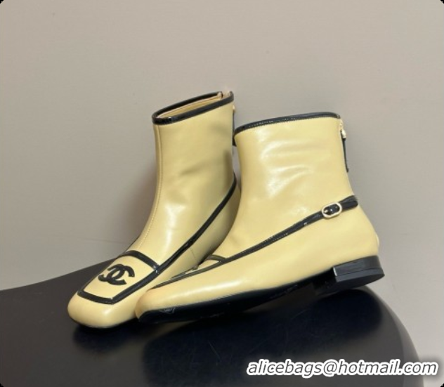 Good Looking Chanel Short Boots in Lambskin & Patent Leather CH090980 Beige 2026