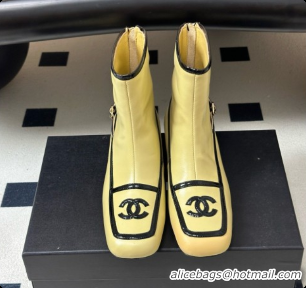 Good Looking Chanel Short Boots in Lambskin & Patent Leather CH090980 Beige 2026
