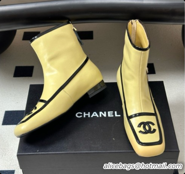 Good Looking Chanel Short Boots in Lambskin & Patent Leather CH090980 Beige 2026