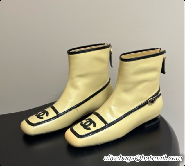 Good Looking Chanel Short Boots in Lambskin & Patent Leather CH090980 Beige 2026